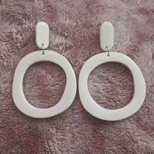Elegant White Hoop Earrings